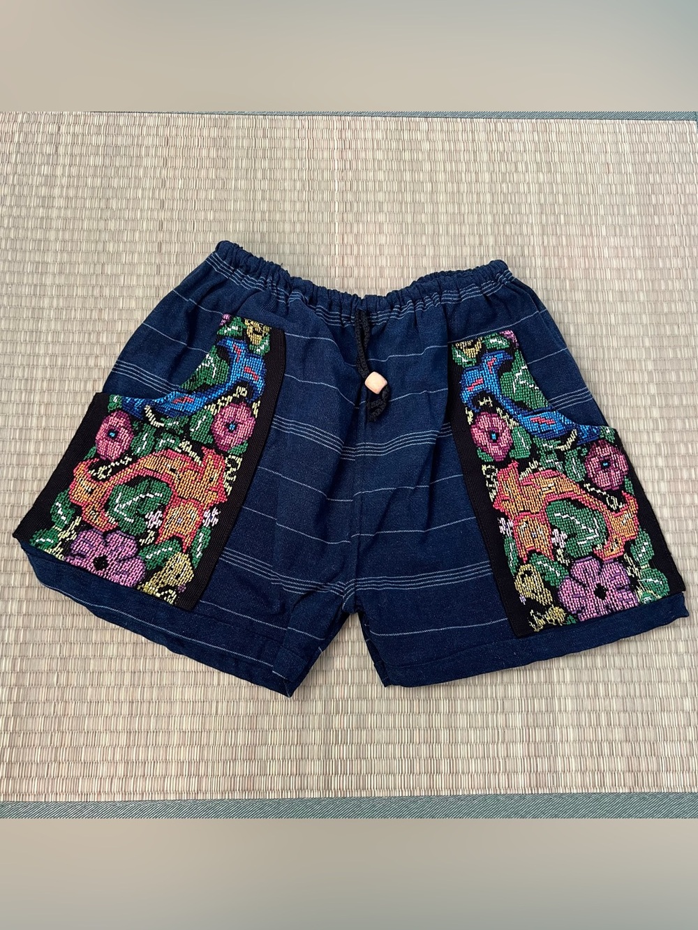 Guatemalan Woven Embroidered Shorts Boho Festival Tribal Size M